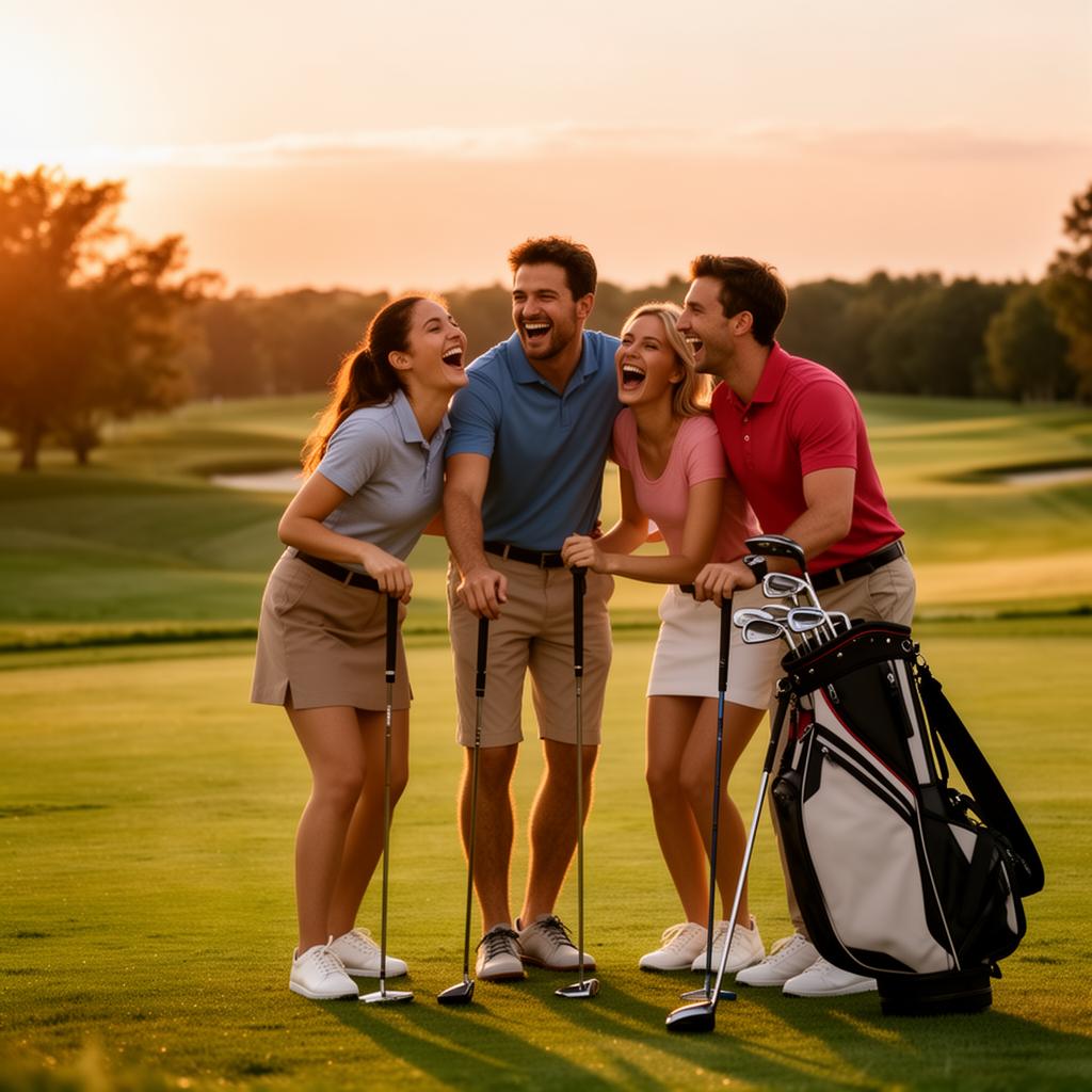 Friends laughing on the course with Good Friday Golfs
