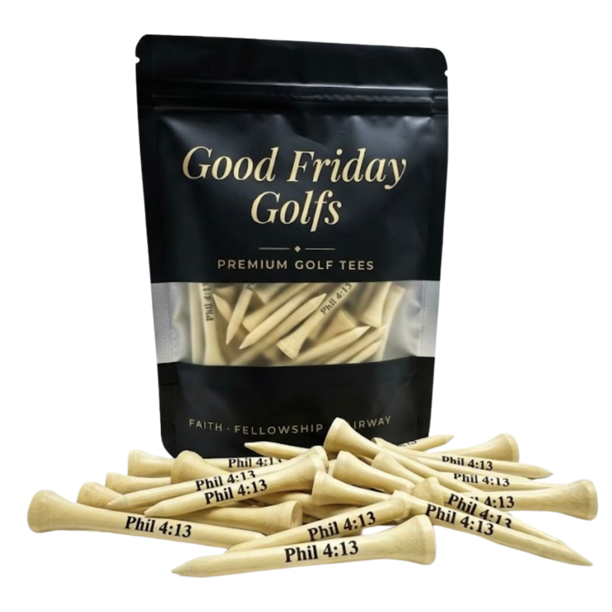 Pouch of Good Friday Golfs premium golf tees